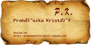 Prohászka Kristóf névjegykártya
